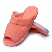 Pantufa Feminina Anatômica Atoalhada Puff - Salmão