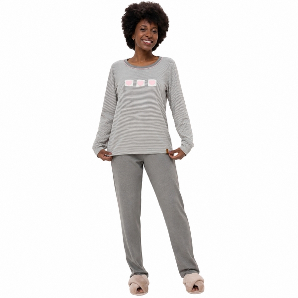 Pijama Feminino Soft Heather Listrado