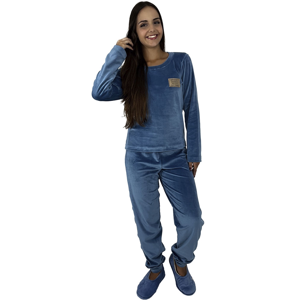 Pijama Puff Plush Super Soft Elastano - Índigo