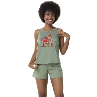 Pijama Short Doll Regata Malha Algodão - Capy & Cozy