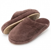 Pantufa Comfort em Plush Liso Lavavel à Máquina Puff - Marrom