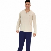 Pijama Masculino Conjunto Calça e Blusa Manga Longa Malha Algodão - Puff - Marinho