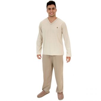 Pijama Masculino Conjunto Calça e Blusa Manga Longa Malha Algodão - Puff