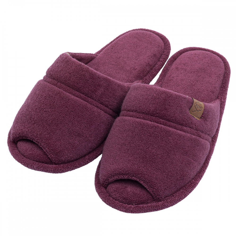 Pantufa Atoalhada Aberta: Conforto Flexível para Seus Pés - Bordô