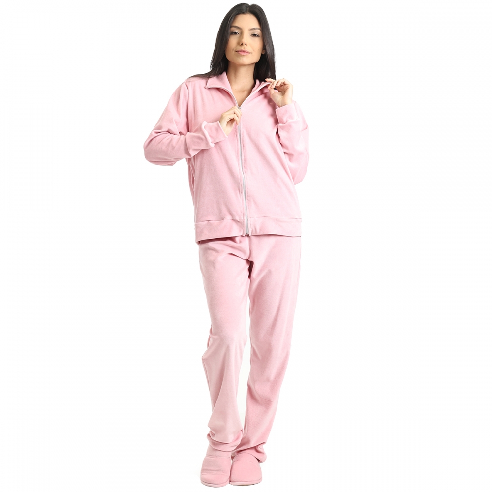 Conjunto em Plush com Zíper - Rosa