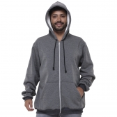 Blusa de Frio Moletom Peluciada Unissex Com Zíper e Capuz - Chumbo