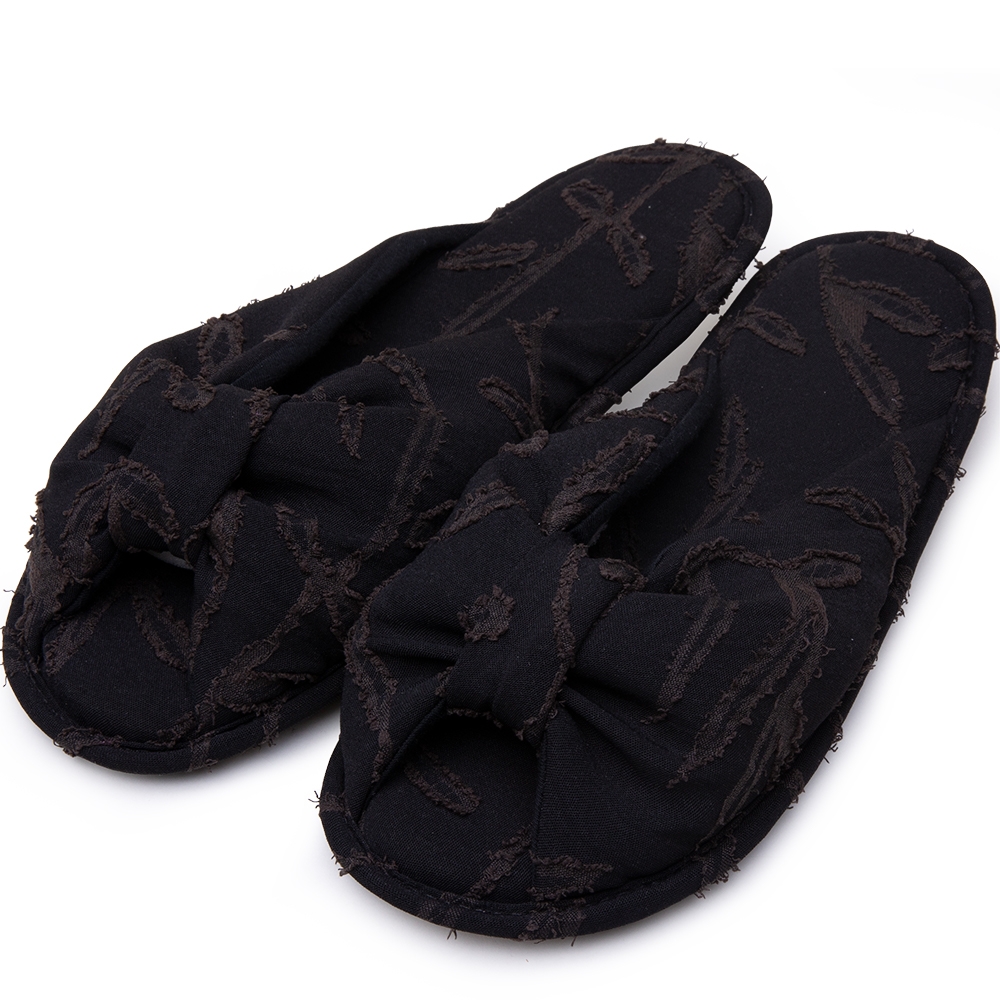 Pantufa Aberta em Jacquard Summer Flexível Antiderrapante - Preto
