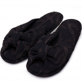 Pantufa Aberta em Jacquard Summer Flexível Antiderrapante - Preto