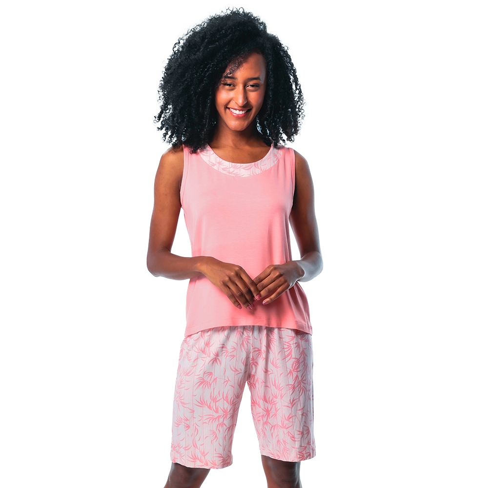 Bermudoll Regata em Viscolycra Floral - Rosa