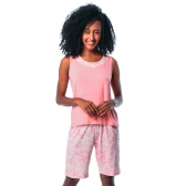 Bermudoll Regata em Viscolycra Floral - Rosa