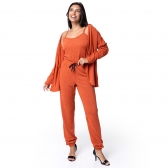 Conjunto Casual Malha Winter com Detalhes em Botões - Coral