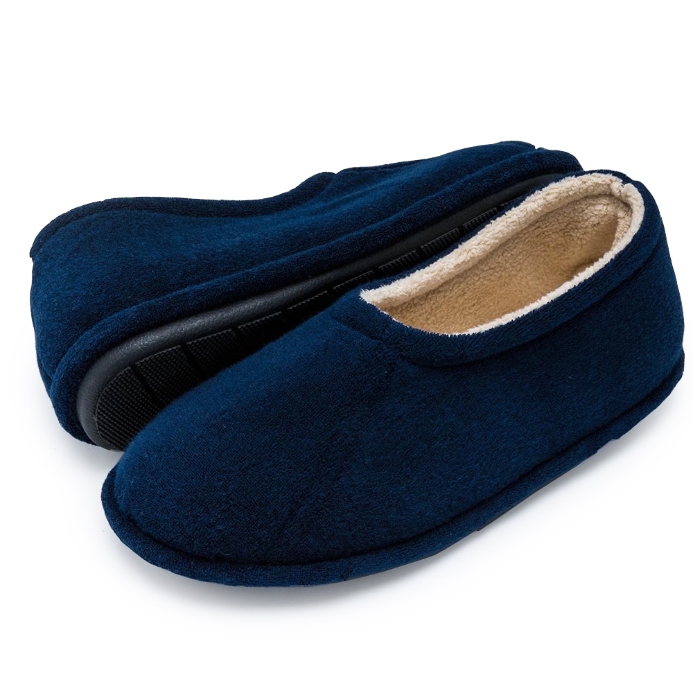 Pantufa Anatômica Flexível Masculina Atoalhada Mocassim - Marinho