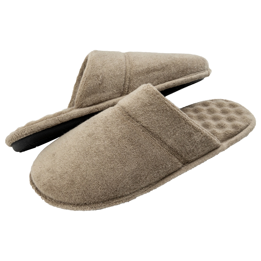 Pantufa Atoalhada Masculina com Espuma Massageadora - PUFF - Caqui