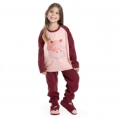 Pijama Malha Microsoft Liso Subl Infantil - Bordô