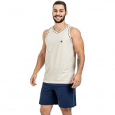 Pijama Masculino Regata Malha de Algodão Puff - Marinho