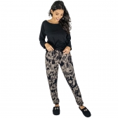 Conjunto em Moletinho com Calça Camuflada - Preto