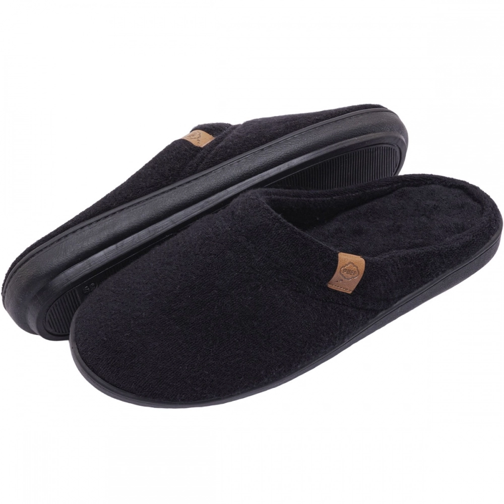 Pantufa Fechada Anatômica Elegance em Atoalhado - Preto