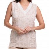 Bermudoll Regata com Renda em Viscolycra com Estampa Floral - Bege