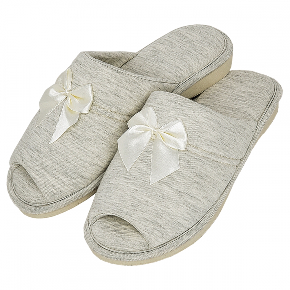 Pantufa Anatômica Malha com laço Cetim - PUFF - Mescla Banana