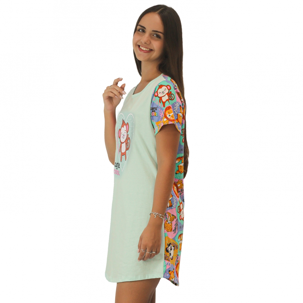 Camisão Cotton Light Animais Manga Longa Lisa Silk