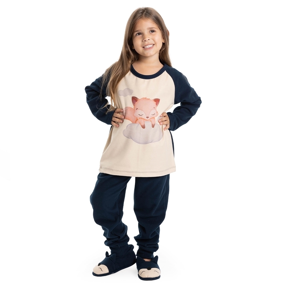 Pijama Malha Microsoft Liso Subl Infantil - Marinho