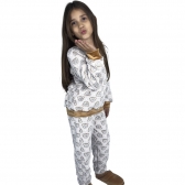 Pijama Puff Kids Pelúcia Fleece Infantil Unisex - Bege