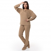 Conjunto Casual Malha Winter com Detalhes em Botões - Caqui