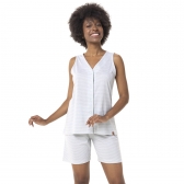 Pijama Listrado Premium Abotoado Elegance - Azul