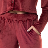 Conjunto casual em Plush com Abertura em Botão - Bordô