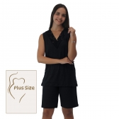 Bermudão Leve com Detalhe em Renda Modal Plus - Preto