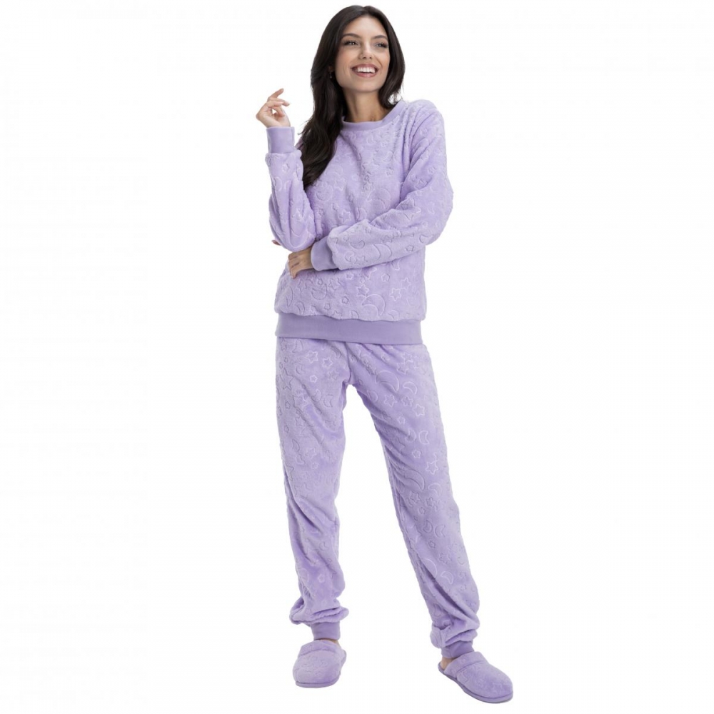 Pijama Pelúcia Estrela Punho - Lilás