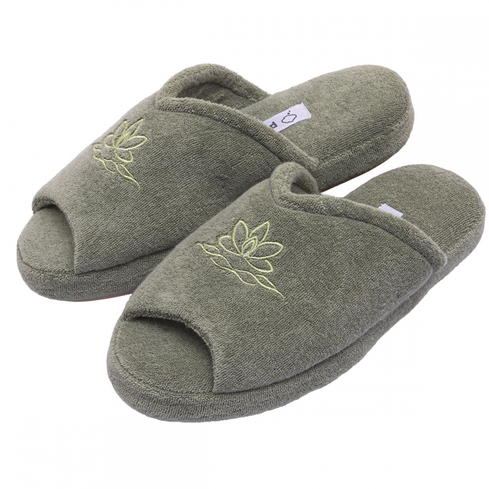 Pantufa Anatomic Comfort Atoalhado Bordado - Verde
