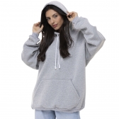 Blusa Moletom Dublado Fleece Peluciado com Capuz e Bolso- UNISEX - Mescla