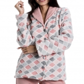 Pijama Pelúcia Losango Com Microsoft Aberto - Porcelana