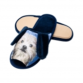 Pantufa Atoalhada Flexível Infantil Cachorrinho - Marinho