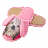 Pantufa Atoalhada Flexível Infantil Cachorrinho - Rosa