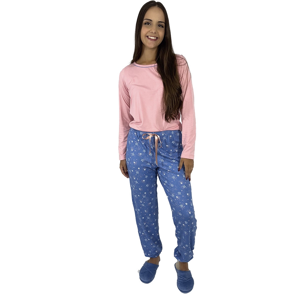 Pijama Puff Modal com Elastano Winter - Indigo