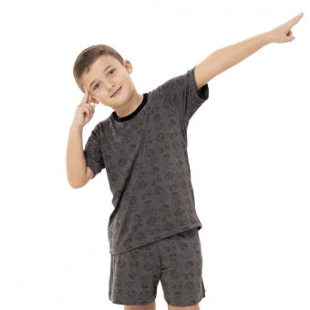 Pijama Infantil Masculino Gamer – Manga Curta e Shorts