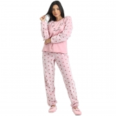 Pijama de Gatinho em Pelúcia Poá - Rosa