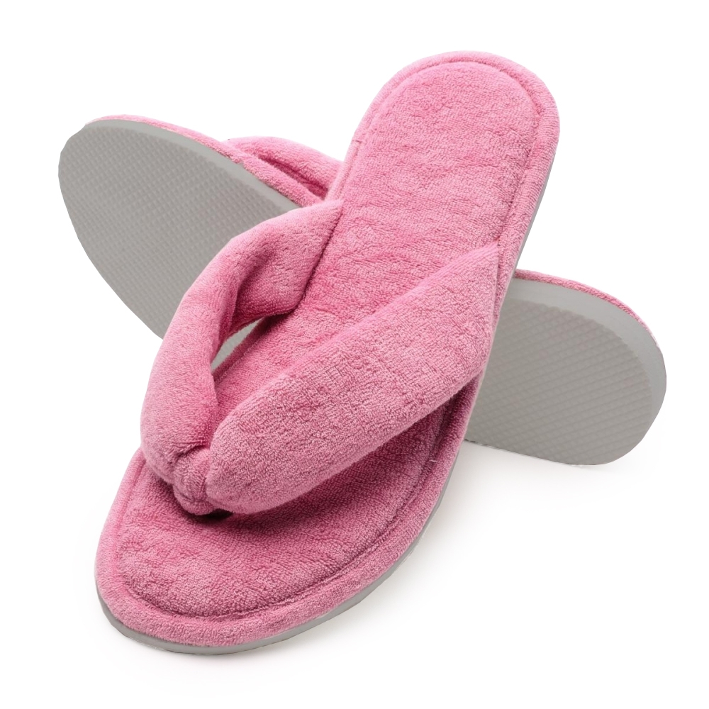 Pantufa de Dedo Atoalhada com Solado de EVA Anatômico - Rosa