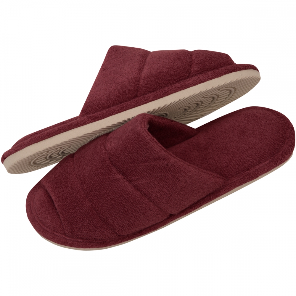Pantufa Feminina em Atoalhado com  Solado Plano Levite - Bordô