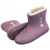 Bota Cano Longo Malha Aveludada Coração Inverno - Amora