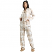 Pijama de Botões com Bolsos em Modal Peluciado Xadrez