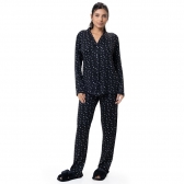 Pijama de Botão em Modal Winter - Preto