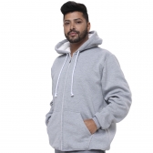 Blusa de Frio Moletom Peluciada Unissex Com Zíper e Capuz - Mescla
