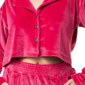 Conjunto casual em Plush com Abertura em Botão - Pink