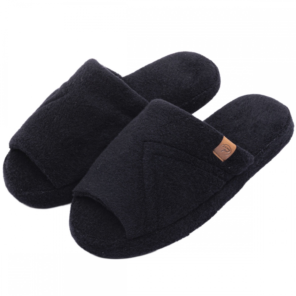 Pantufa PUFF Masculina Atoalhada Lavável à Máquina - Preto