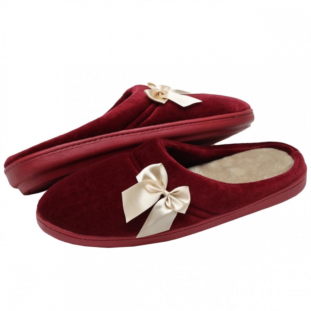 Pantufa Elegance Anatômica em Plush com Pelúcia - Bordô