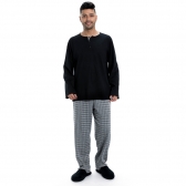 Pijama malha xadrez Masculino - PRETO