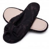 Pantufa Aberta em Jacquard Summer Flexível Antiderrapante - Preto